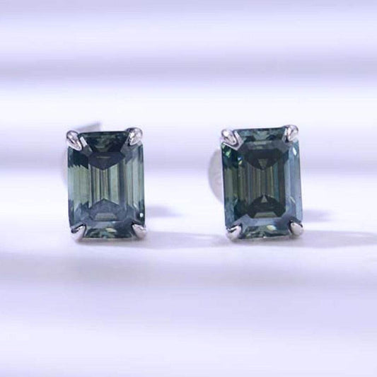 2 Carat Moissanite Stud Women Earrings in Green - Zara-Craft