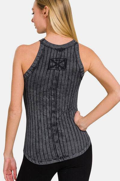 Zenana Ribbed Grecian Neck Women Tank - Zara-Craft