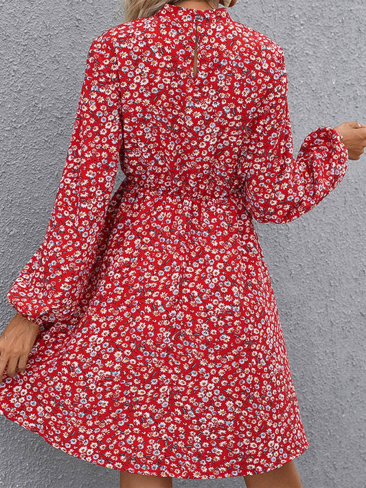 Floral Mock Neck Long Sleeve Women Dress - Zara-Craft
