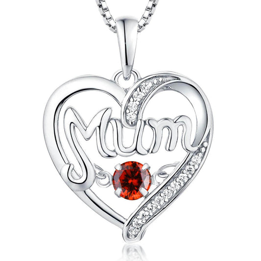 S925 Silver Pulsatile Heart MoM Necklace Mother's Day Gift Birthstones Smart Pendant - Zara-Craft