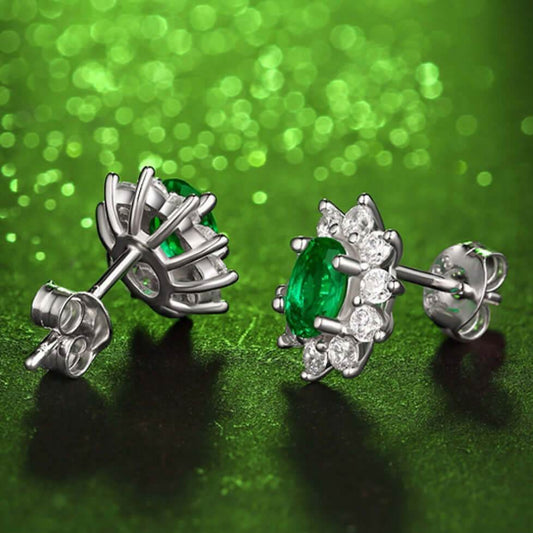 1 Carat Lab-Grown Emerald Stud Women Earrings - Zara-Craft