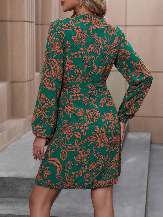 Floral Balloon Sleeve Women Women Mini Dress - Zara-Craft