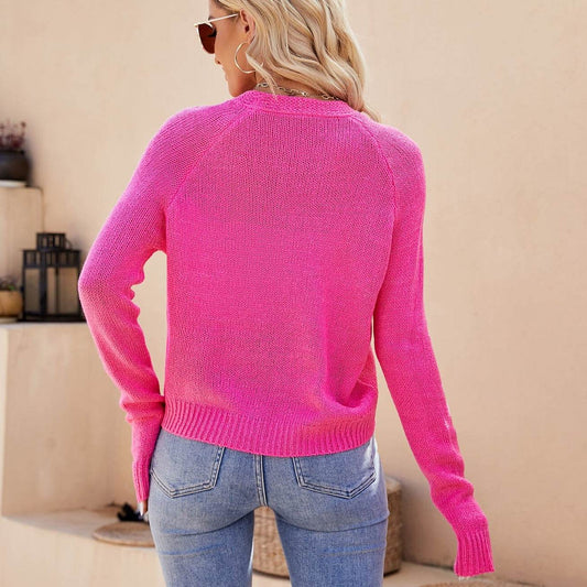 Raglan Sleeve Button Front Cropped Cardigan - Zara-Craft