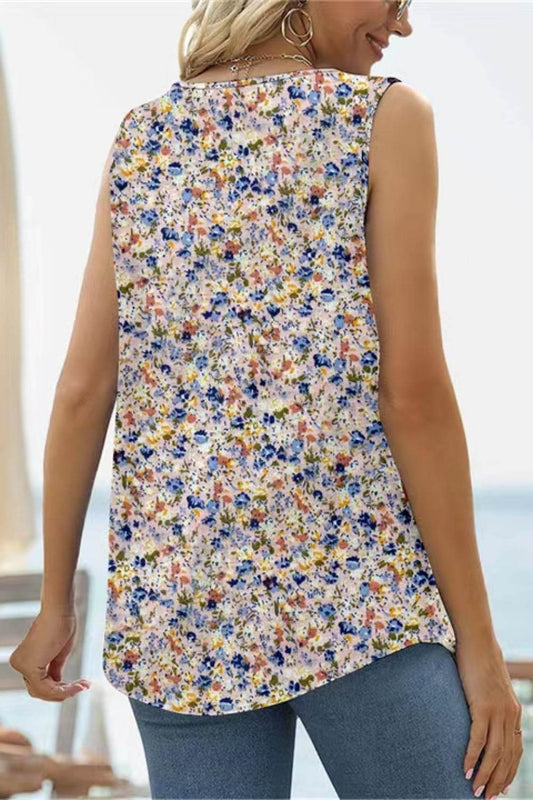 Printed Square Neck Curved Hem Women Tank - Zara-Craft