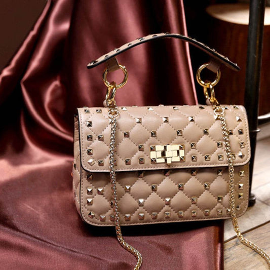 Studded Casual One Shoulder Small Square Bag - Zara-Craft