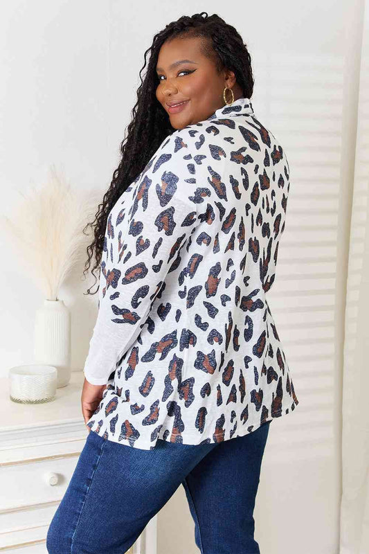 Double Take Leopard Long Sleeve Women Cardigan - Zara-Craft