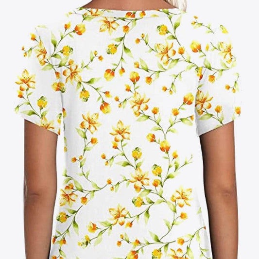 Printed Petal Sleeve V-Neck Women Blouse - Zara-Craft