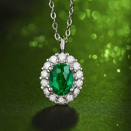 1.5 Carat Lab-Grown Emerald 925 Sterling Silver Women Necklace - Zara-Craft
