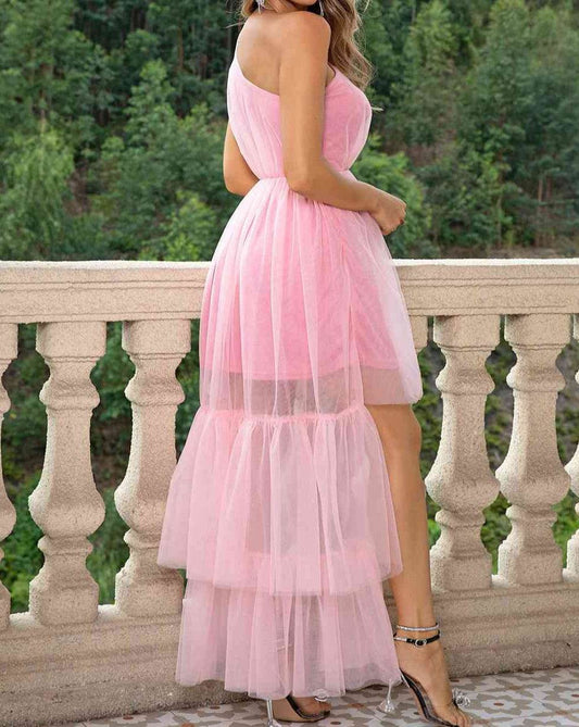 One-Shoulder Sleeveless High-Low Women Dress - Zara-Craft