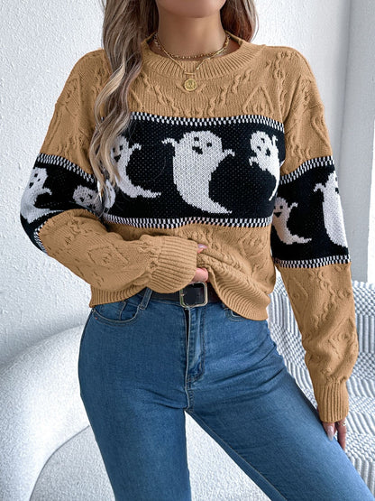 Ghost Round Neck Long Sleeve Women Sweater