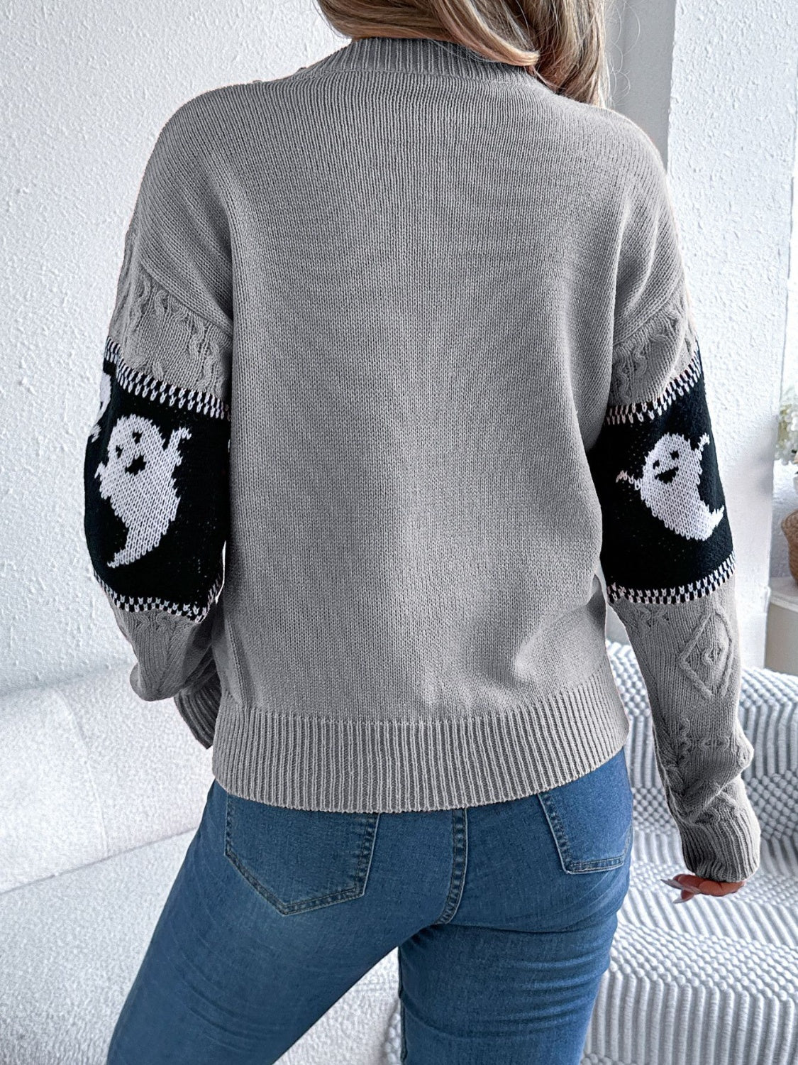 Ghost Round Neck Long Sleeve Women Sweater