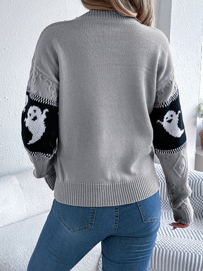 Ghost Round Neck Long Sleeve Women Sweater