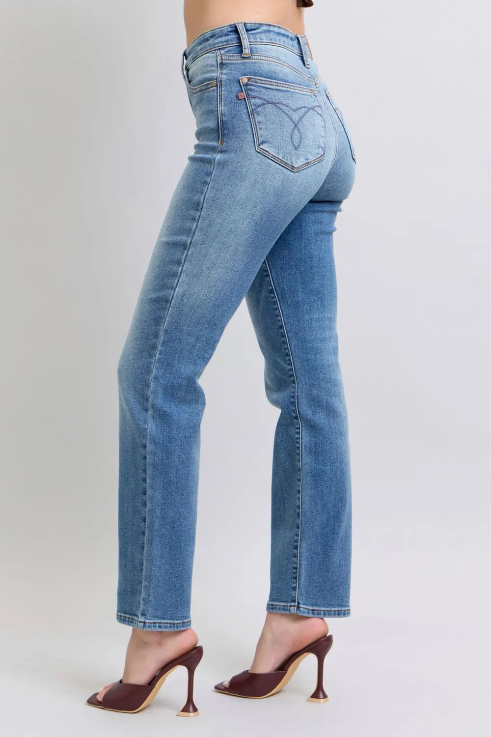 Judy Blue Full Size Run Vintage Wash Thermal Women Straight Jeans