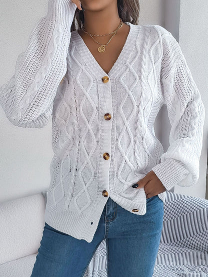 Cable-Knit Long Sleeve Women Cardigan