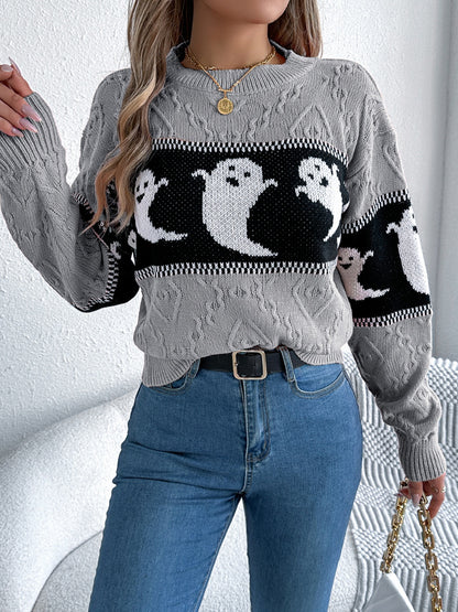 Ghost Round Neck Long Sleeve Women Sweater