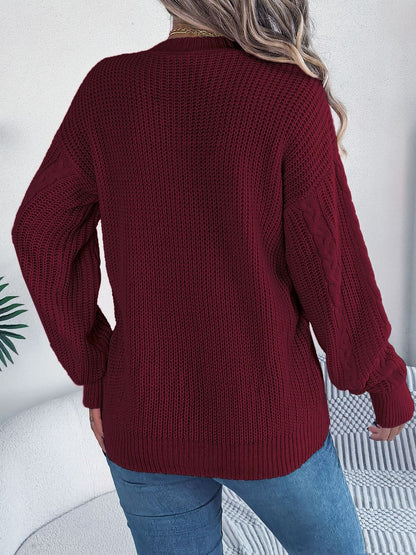 Cable-Knit Long Sleeve Women Cardigan