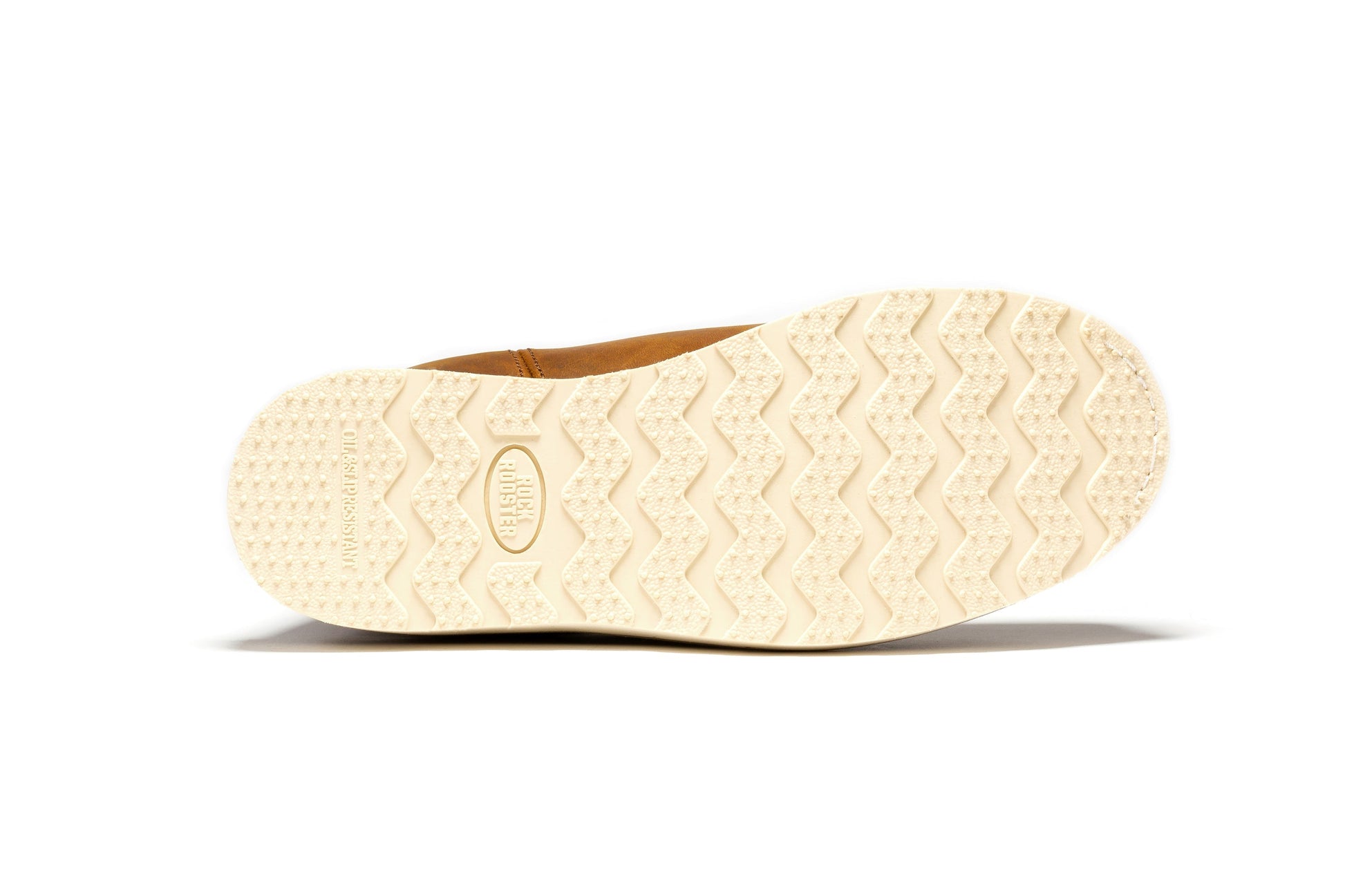 Brown leather Work boot with white sole 