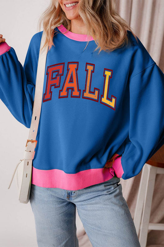 Letter Graphic Contrast Long Sleeve Women Sweatshirt - Zara-Craft