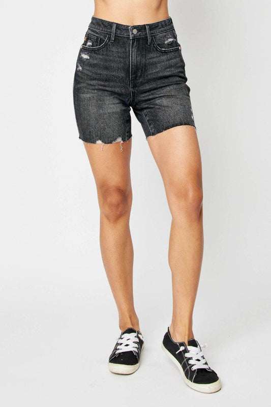 Judy Blue Full Size High Waist Tummy Control Denim Women Shorts - Zara-Craft
