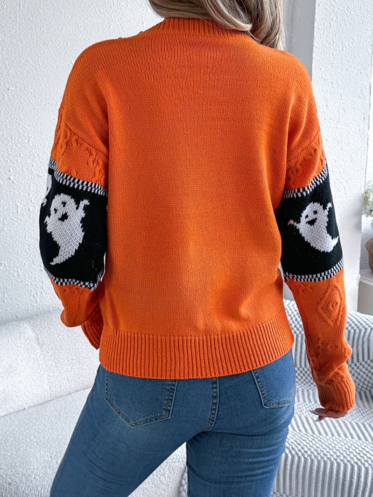 Ghost Round Neck Long Sleeve Women Sweater