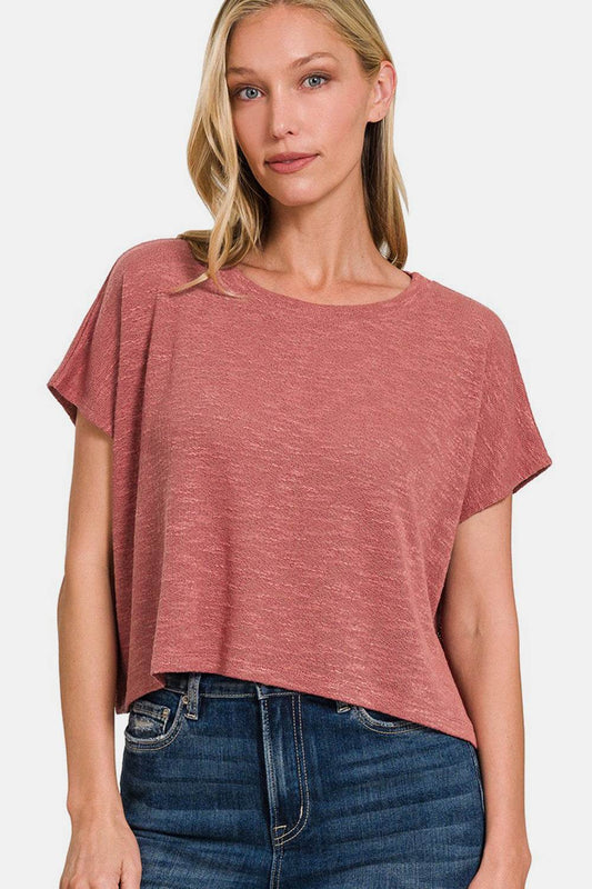 Zenana Round Neck Short Sleeve T-Shirt - Zara-Craft
