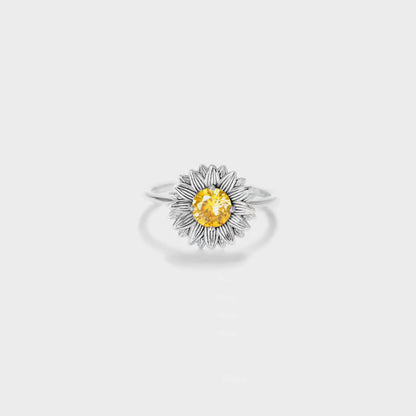 Sunflower Zircon 925 Sterling Silver Women Ring