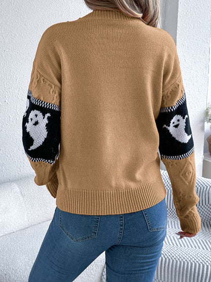 Ghost Round Neck Long Sleeve Women Sweater