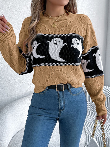 Ghost Round Neck Long Sleeve Women Sweater