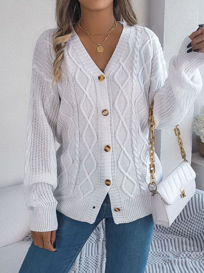 Cable-Knit Long Sleeve Women Cardigan