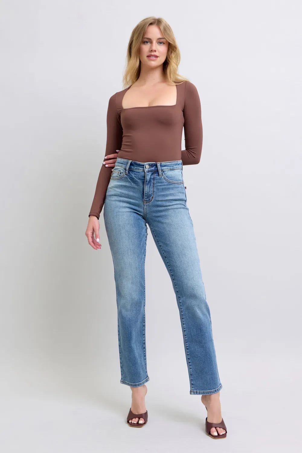 Judy Blue Full Size Run Vintage Wash Thermal Women Straight Jeans