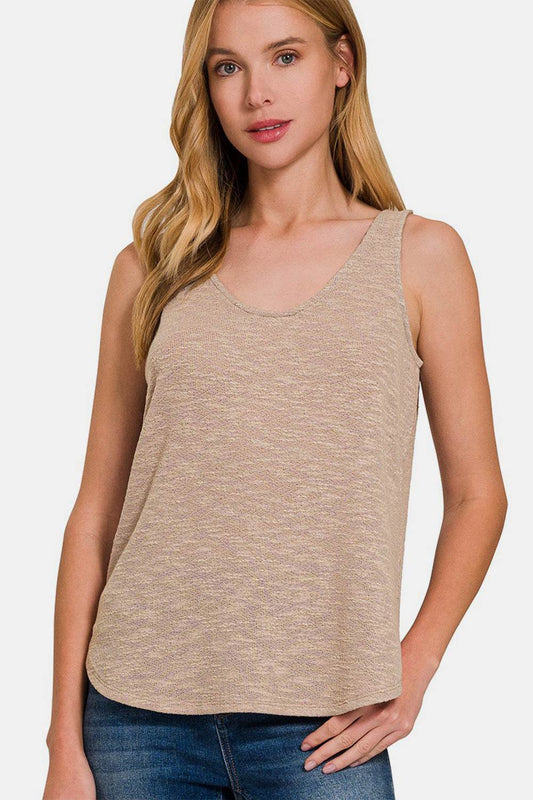 Zenana Curved Hem Round Neck Tank - Zara-Craft