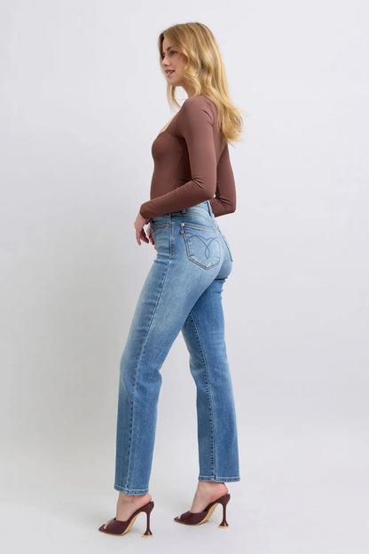 Judy Blue Full Size Run Vintage Wash Thermal Women Straight Jeans