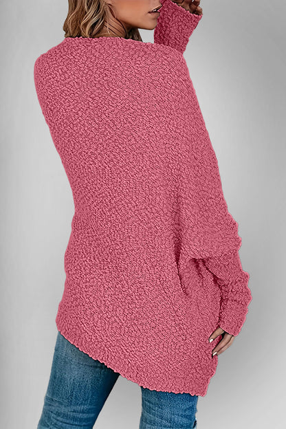 Velvet Bloom Pocketed Open Front Long Sleeve Women Cardigan