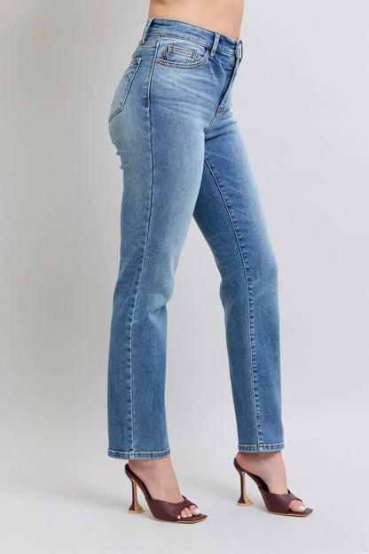 Judy Blue Full Size Run Vintage Wash Thermal Women Straight Jeans