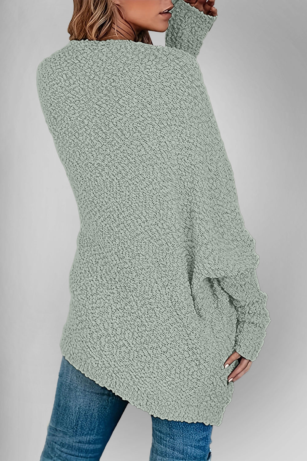 Velvet Bloom Pocketed Open Front Long Sleeve Women Cardigan