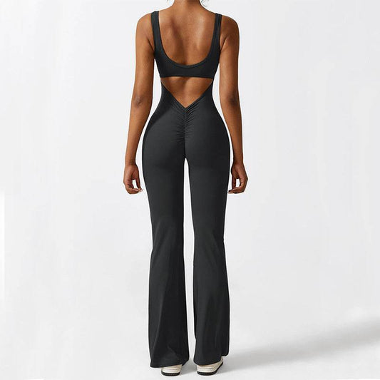 Women Sleeveless Flare Jumpsuits Fitness Yoga Long Pants - Zara-Craft