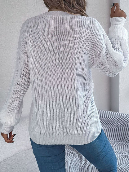 Cable-Knit Long Sleeve Women Cardigan