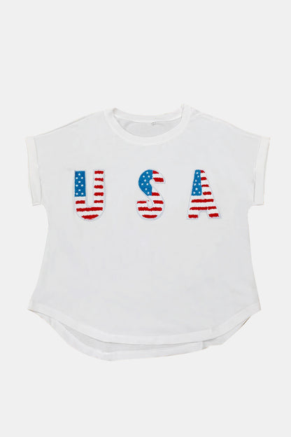 USA Round Neck Short Sleeve Women T-Shirt
