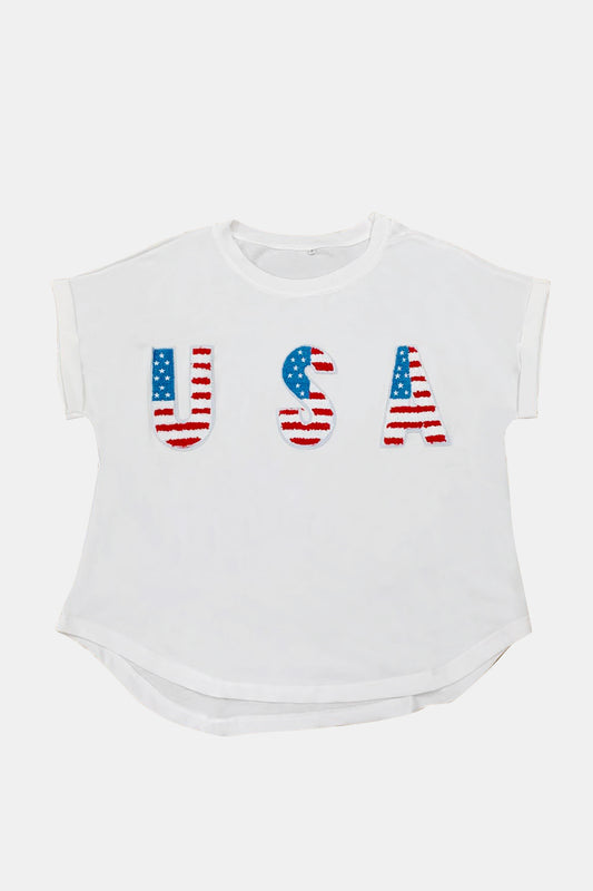 USA Round Neck Short Sleeve Women T-Shirt