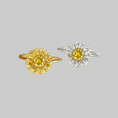Sunflower Zircon 925 Sterling Silver Women Ring