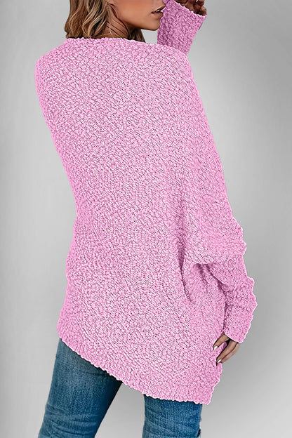 Velvet Bloom Pocketed Open Front Long Sleeve Women Cardigan