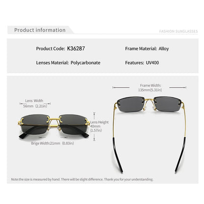 CATERSIDE Punk Rectangle Sunglasses Men Women Luxury Designer Rimless Gradient Lens Metal Sports UV400