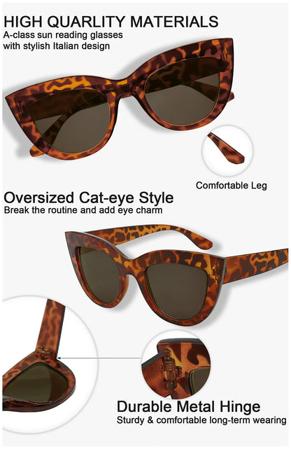 MARE AZZURO Reading Sunglasses Women Vintage Computer Glasses For Farsightedness Cat Eye Magnifying Readers