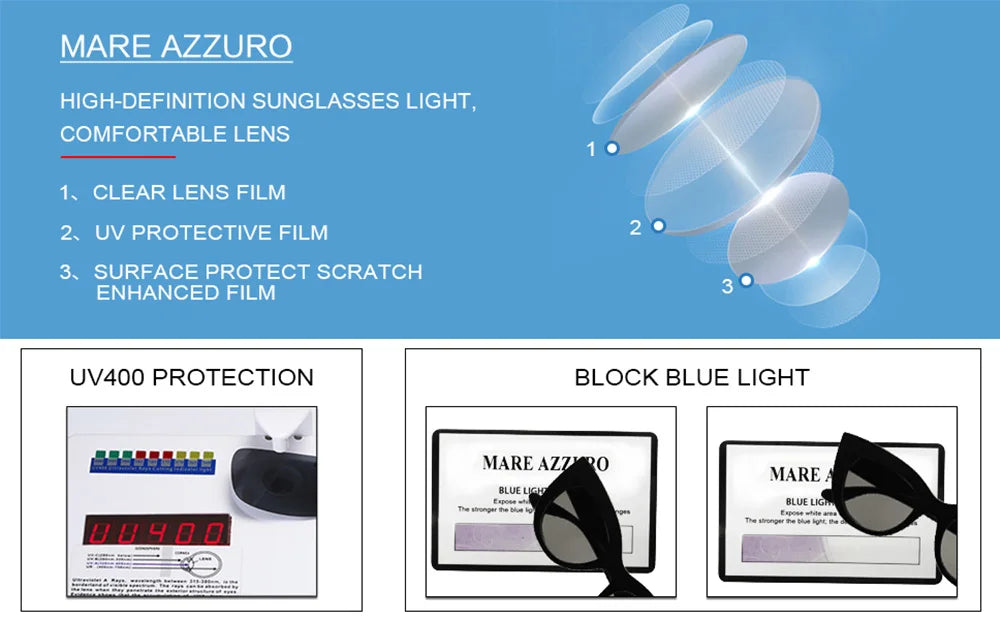 MARE AZZURO Reading Sunglasses Women Vintage Computer Glasses For Farsightedness Cat Eye Magnifying Readers