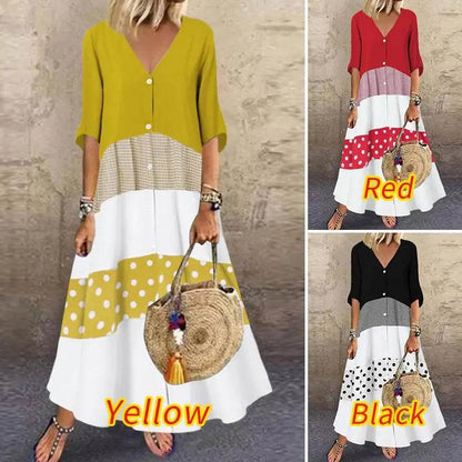 ZANZEA Summer Maxi Dress Women's Vintage Printed Sundress Casual Loose Short Sleeve Vestidos Vacation High Waist Robe Femme - Zara-Craft