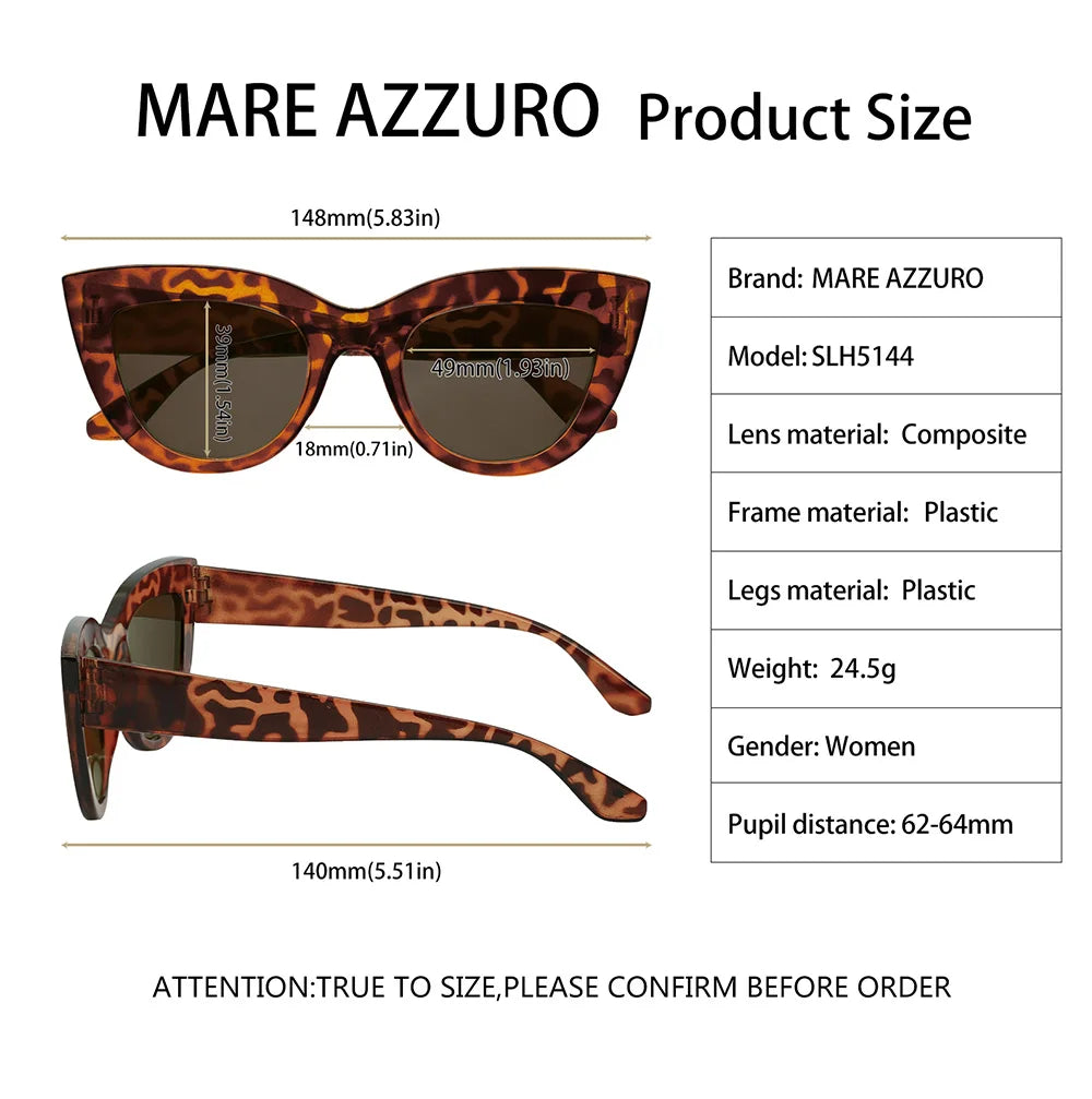 MARE AZZURO Reading Sunglasses Women Vintage Computer Glasses For Farsightedness Cat Eye Magnifying Readers