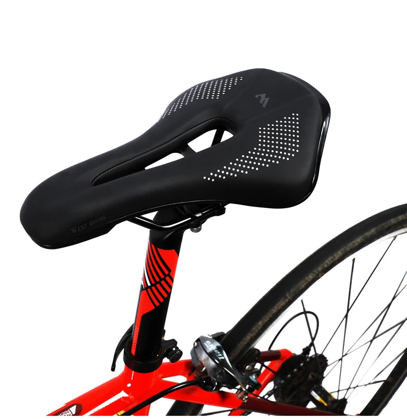 WEST BIKING Bicycle Saddle Comfortable Bike Seat Wear-resistant PU Leather Hollow Road Bicycle Parts Cycling Saddle Bike Cushion