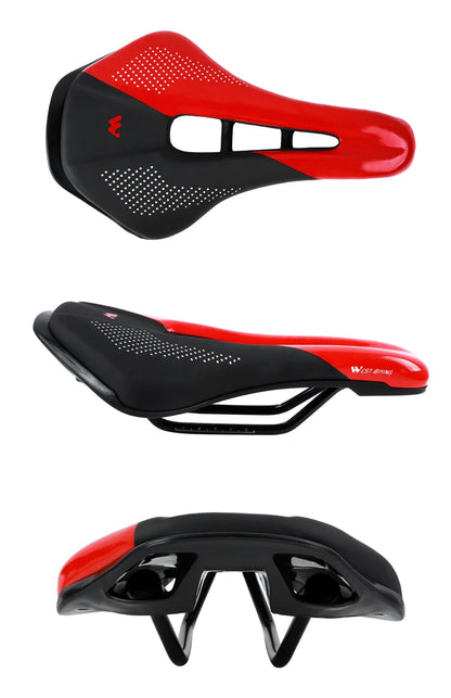 WEST BIKING Bicycle Saddle Comfortable Bike Seat Wear-resistant PU Leather Hollow Road Bicycle Parts Cycling Saddle Bike Cushion