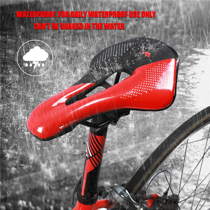 WEST BIKING Bicycle Saddle Comfortable Bike Seat Wear-resistant PU Leather Hollow Road Bicycle Parts Cycling Saddle Bike Cushion