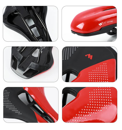 WEST BIKING Bicycle Saddle Comfortable Bike Seat Wear-resistant PU Leather Hollow Road Bicycle Parts Cycling Saddle Bike Cushion